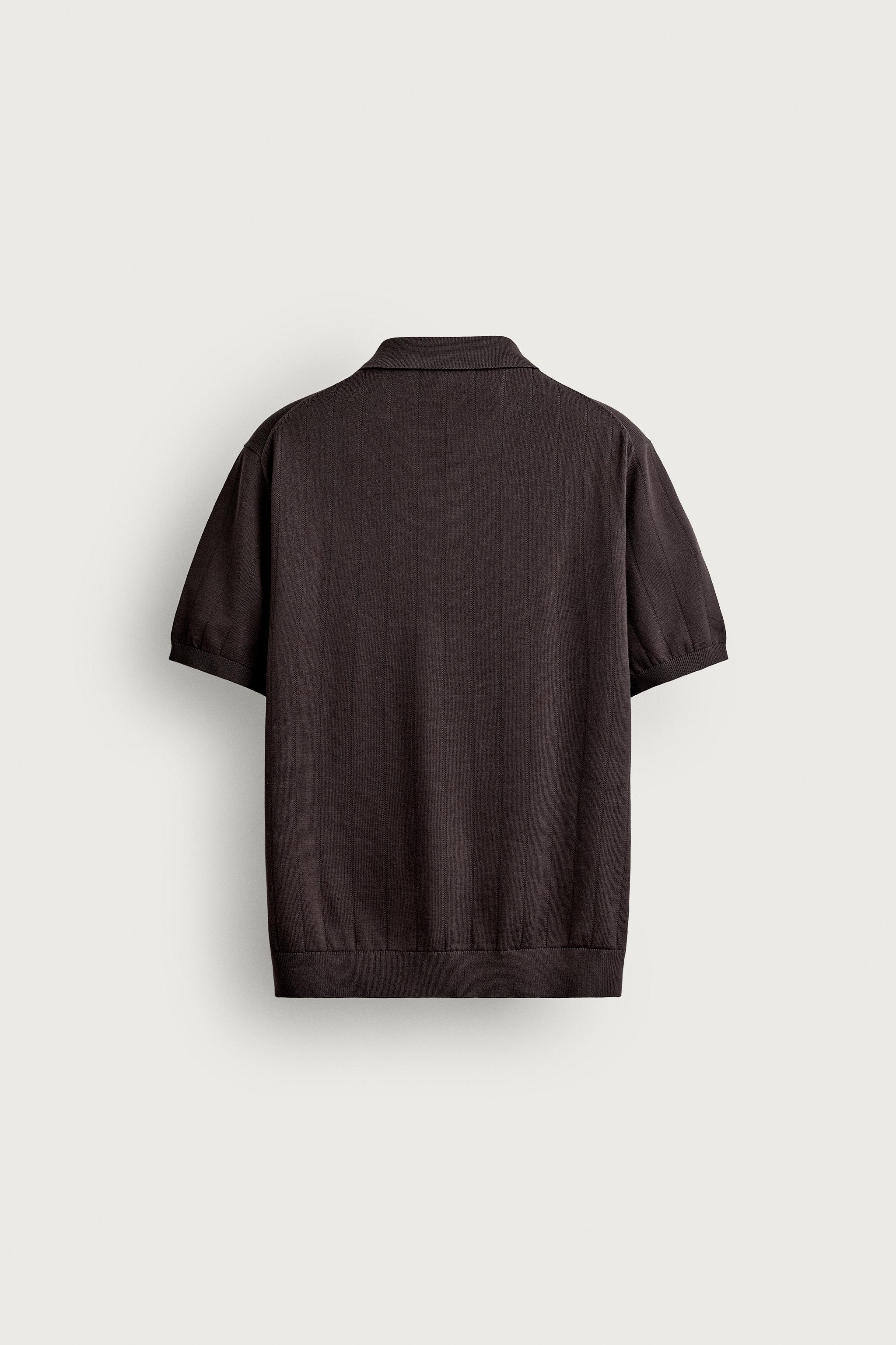 Мужские свитеры Zara REGULAR FIT RIBBED KNIT POLO — фото 7