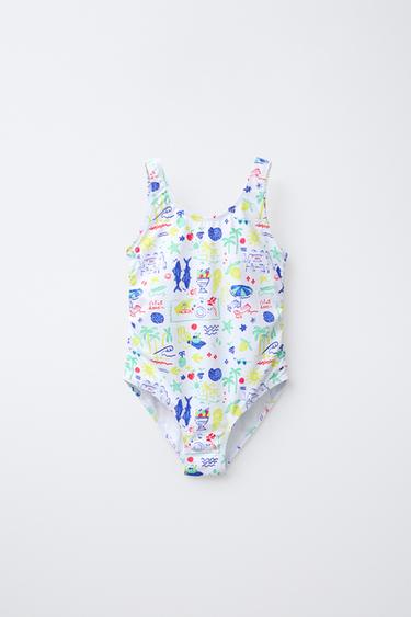 6-14 YEARS/ BEACH PRINT SWIMSUIT - Bluish by Zara