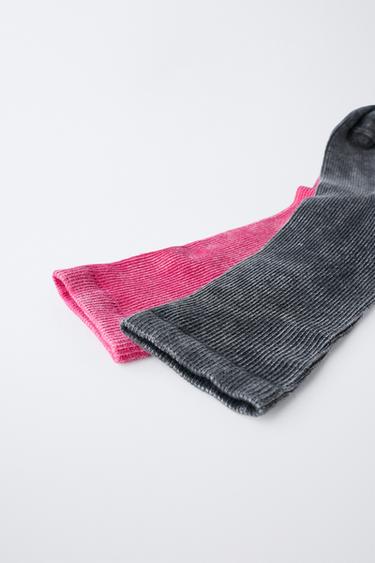 2-PACK OF LONG WASHED-EFFECT SOCKS - Fuchsia by Zara - Image 2
