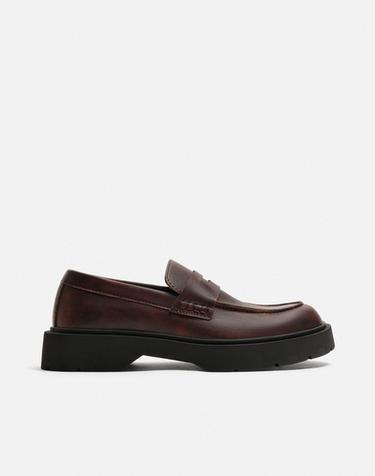 Zara THICK SOLE LOAFERS - Burgundy Red