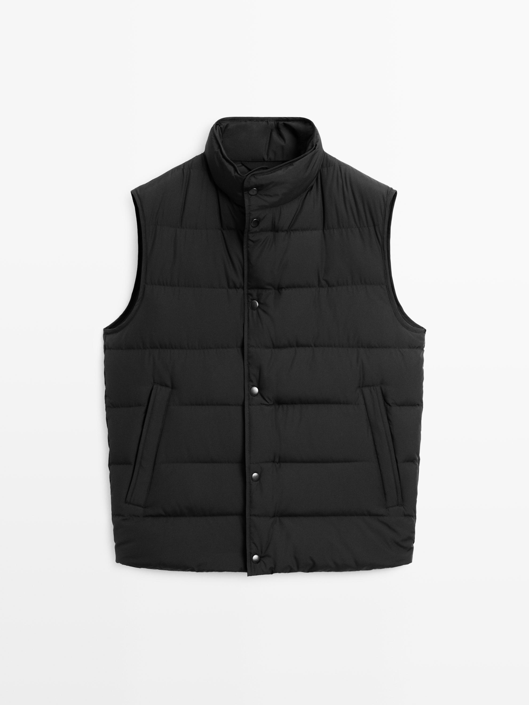 Water-repellent puffer gilet with down blend