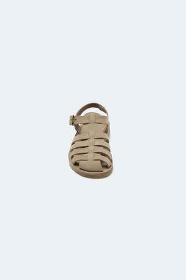 LEATHER CAGE SANDALS - Sand Brown by Zara - Image 1