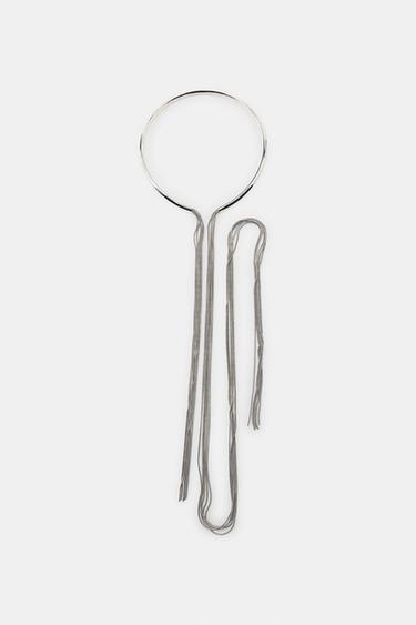 METAL FRINGE CHOKER NECKLACE - Silver by Zara
