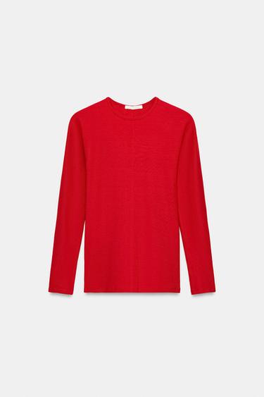 LYOCELL CREW NECK T-SHIRT — Red 2