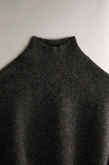 CASHMERE CROP TOP - Dark grey by Zara - Image 1