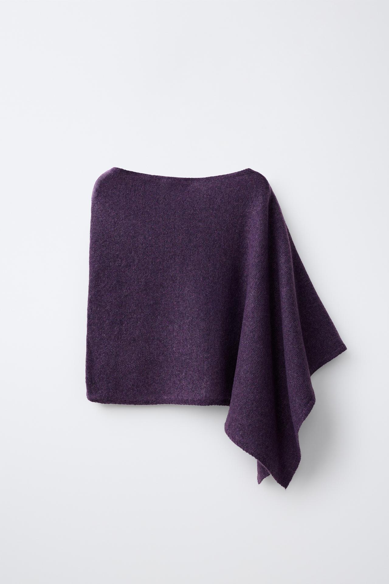 FINE KNIT CAPE — Dark purple