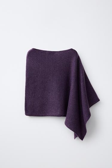 FINE KNIT CAPE — Dark purple 2