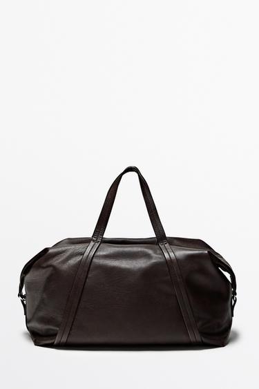 Sac de voyage en cuir nappa - Marron de Zara