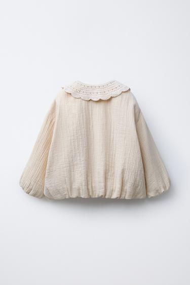 VESTE COL EN MAILLE CROCHET - Écru de Zara - Image 1