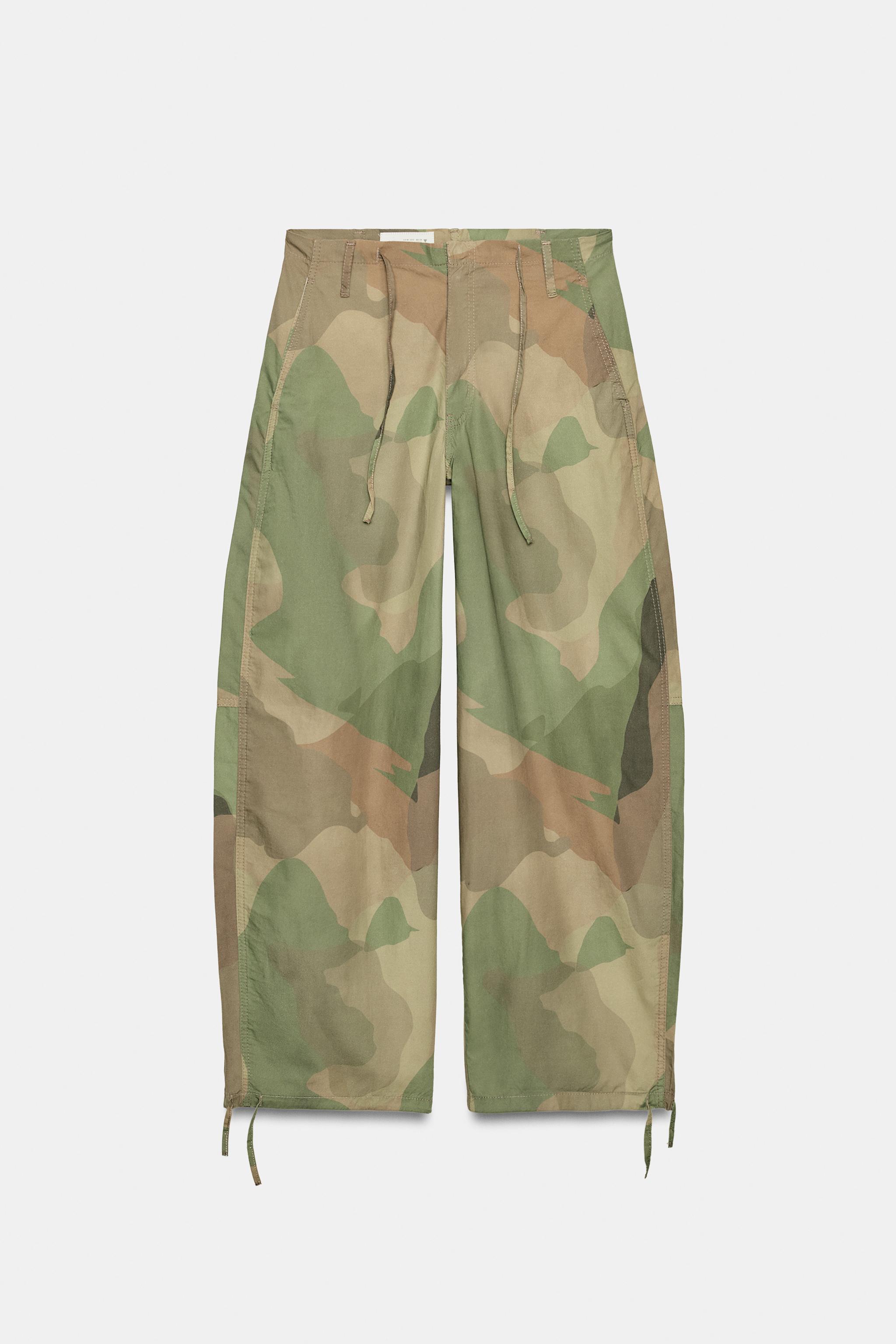 Zara Desenli Büzgü İpli Geniş Paça Pantolon görsel 3