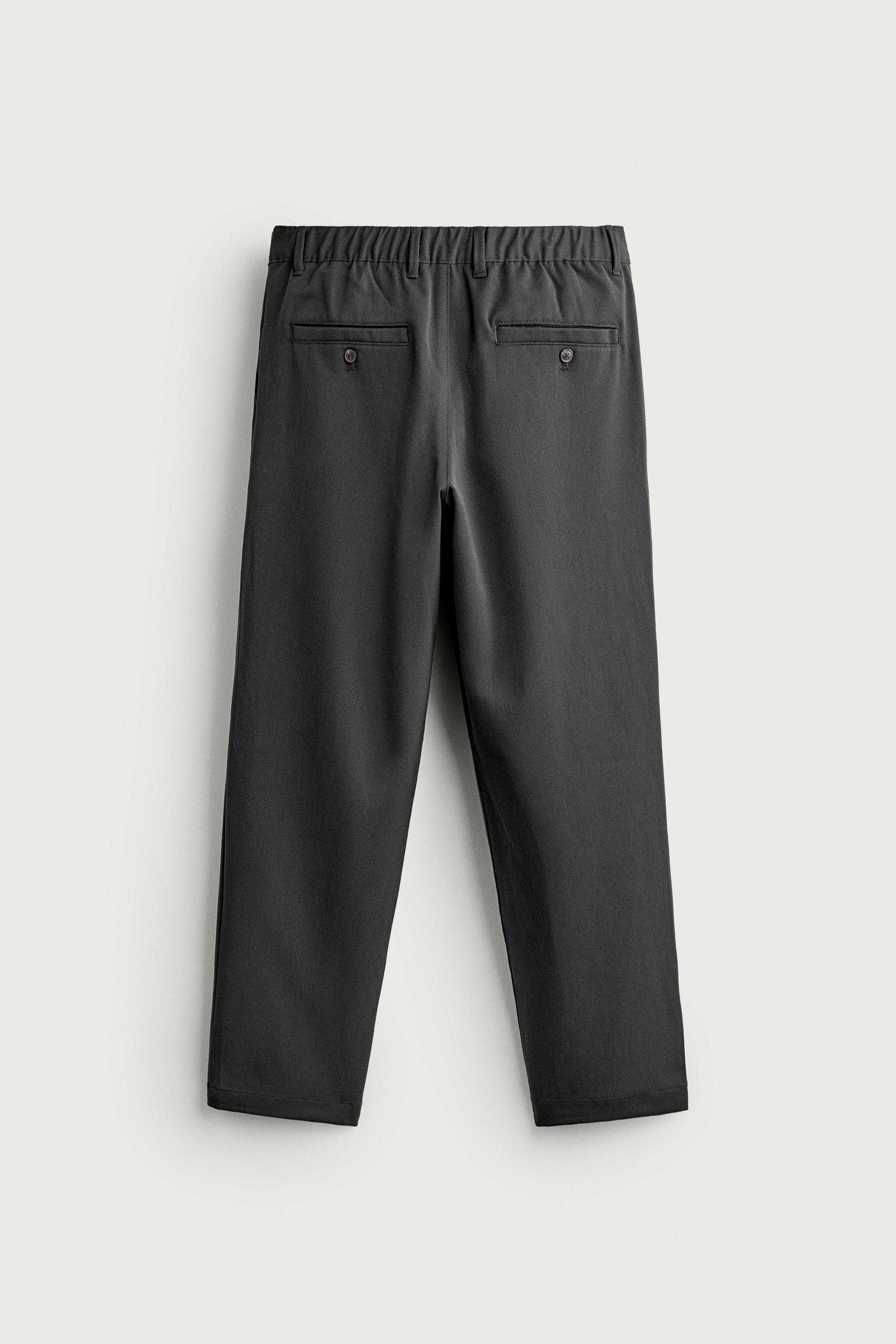 RELAXED FIT PLEATED PANTS — Anthracite grey