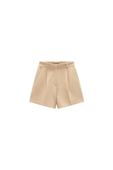 DARTED HIGH-WAIST BERMUDA SHORTS
