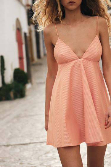 SHORT STRAPPY DRESS - Orange by Zara