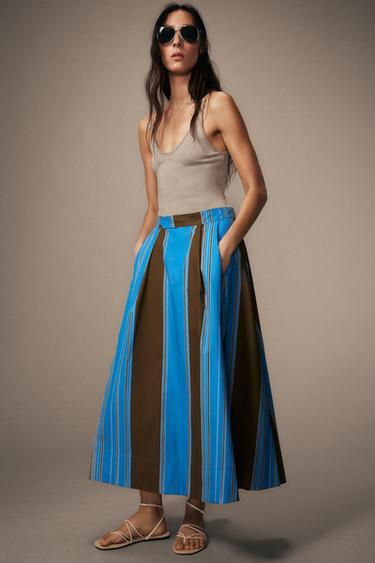 FALDA CAPA RAYAS ZW COLLECTION - Multicolor de Zara
