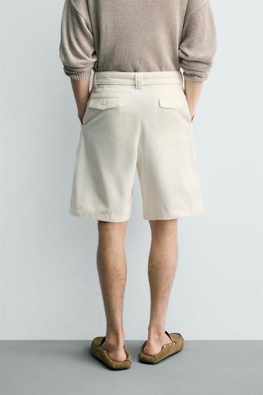 RELAXED FIT BERMUDA SHORTS WITH BELT - Oyster-white by Zara - Image 2