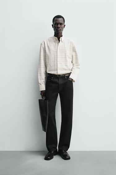RELAXED FIT CHECK SHIRT - White by Zara