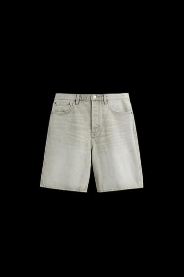 Zara STRAIGHT FIT DENIM SHORTS - Gray - Image 0
