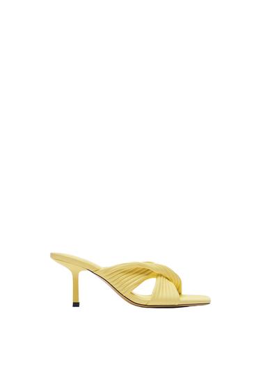 PLEATED STRAP HEELED SANDALS