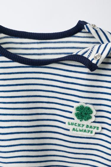 STRIPED CLOVER PATCH T-SHIRT - Blue by Zara - Image 2