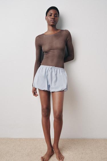 SHORTS CULOTTE RAYAS - Zara 하늘색