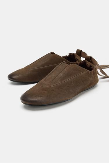 LEATHER LACE-UP SHOES - Brown by Zara - Image 4