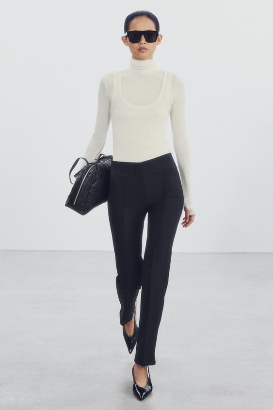 Zara ZW COLLECTION SEWN-CREASE PANTS - Black - Image 0