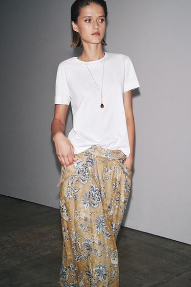 ÁO PHÔNG CỘC TAY VẢI THÔ SỢI COTTON - Màu trắng từ Zara