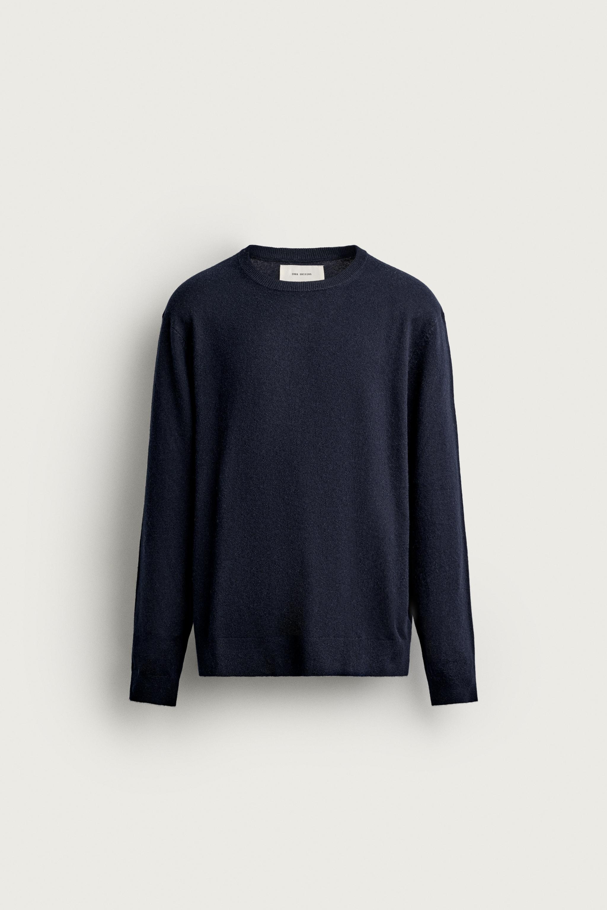 100% CASHMERE REGULAR FIT SWEATER — Dark navy