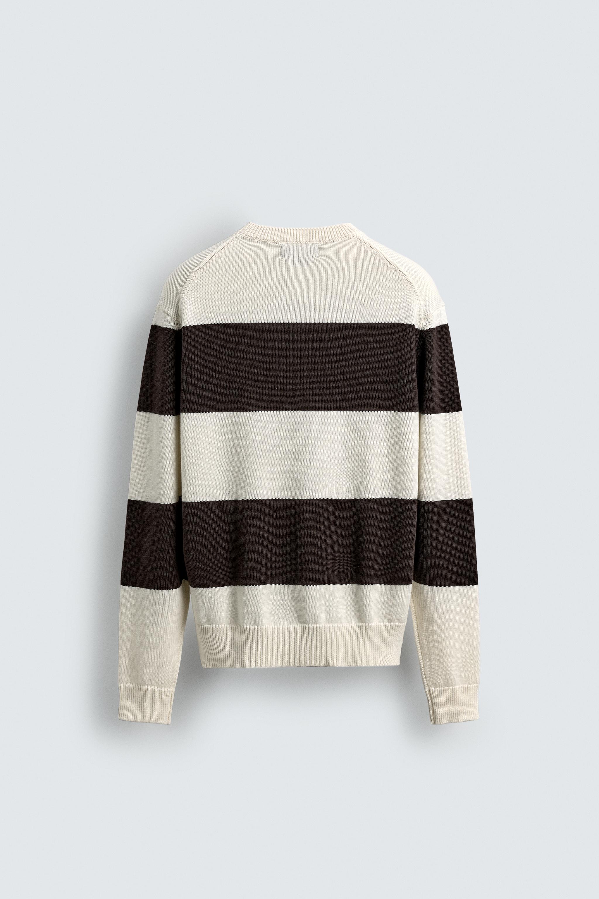 AARON LEVINE X ZARA STRIPED JACQUARD JUMPER - Ecru / Red | ZARA