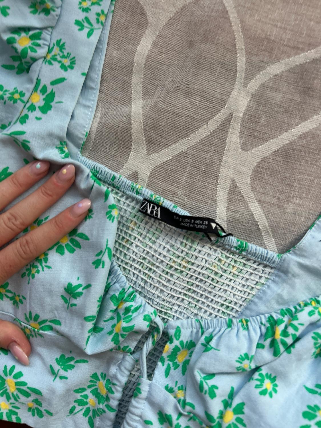 PRINTED LINEN BLEND CROP TOP - Image 6