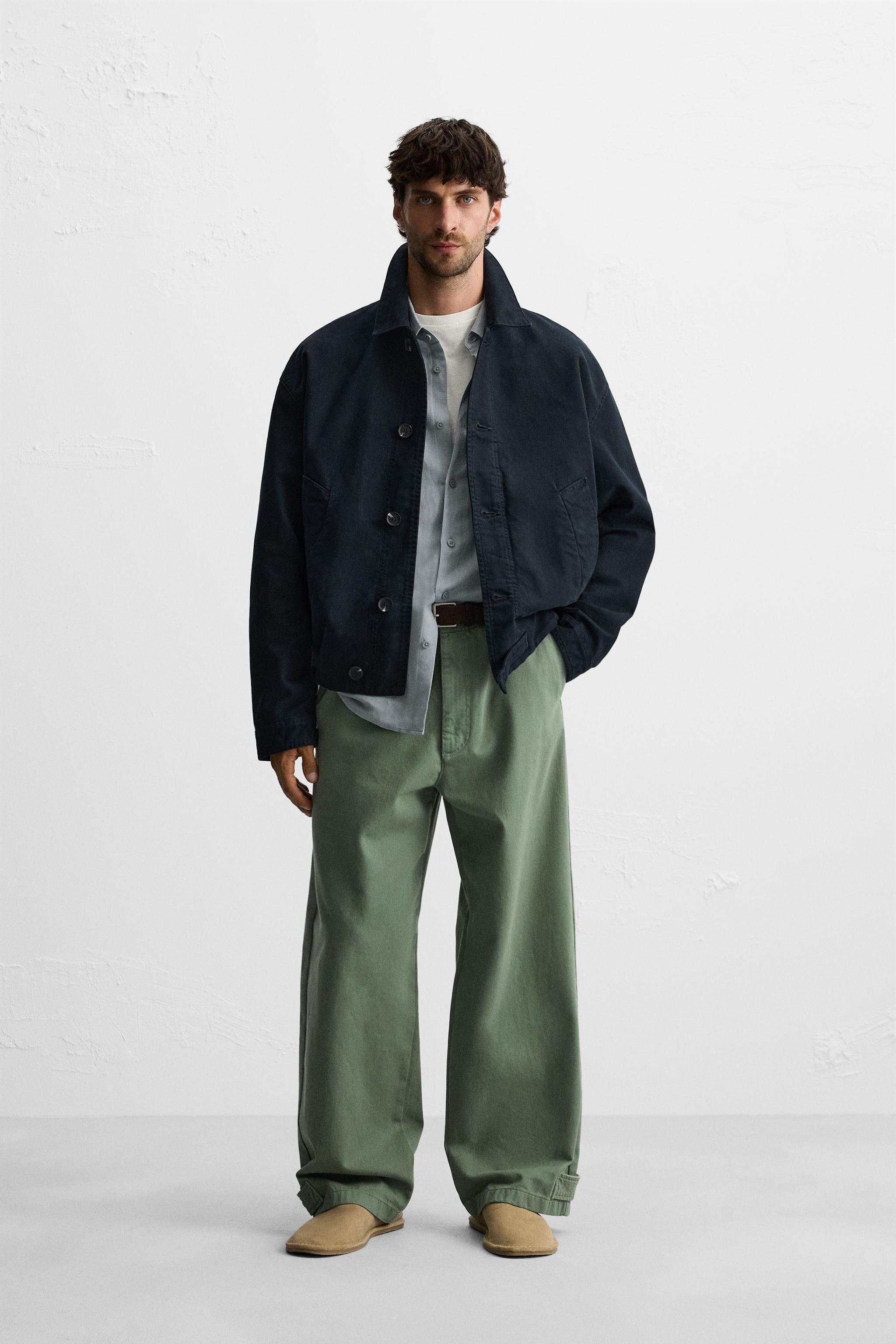JACKE MIT CANVAS-STRUKTURMUSTER - Marineblau | ZARA Deutschland 