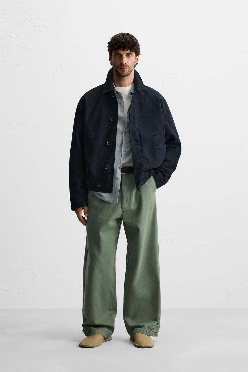JACKE MIT CANVAS-STRUKTURMUSTER - Marineblau | ZARA Deutschland 