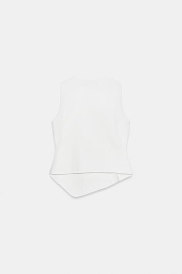 ASYMMETRIC KNIT TOP - White by Zara