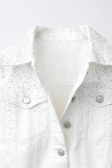 RHINESTONE DENIM WAISTCOAT - White by Zara - Image 2