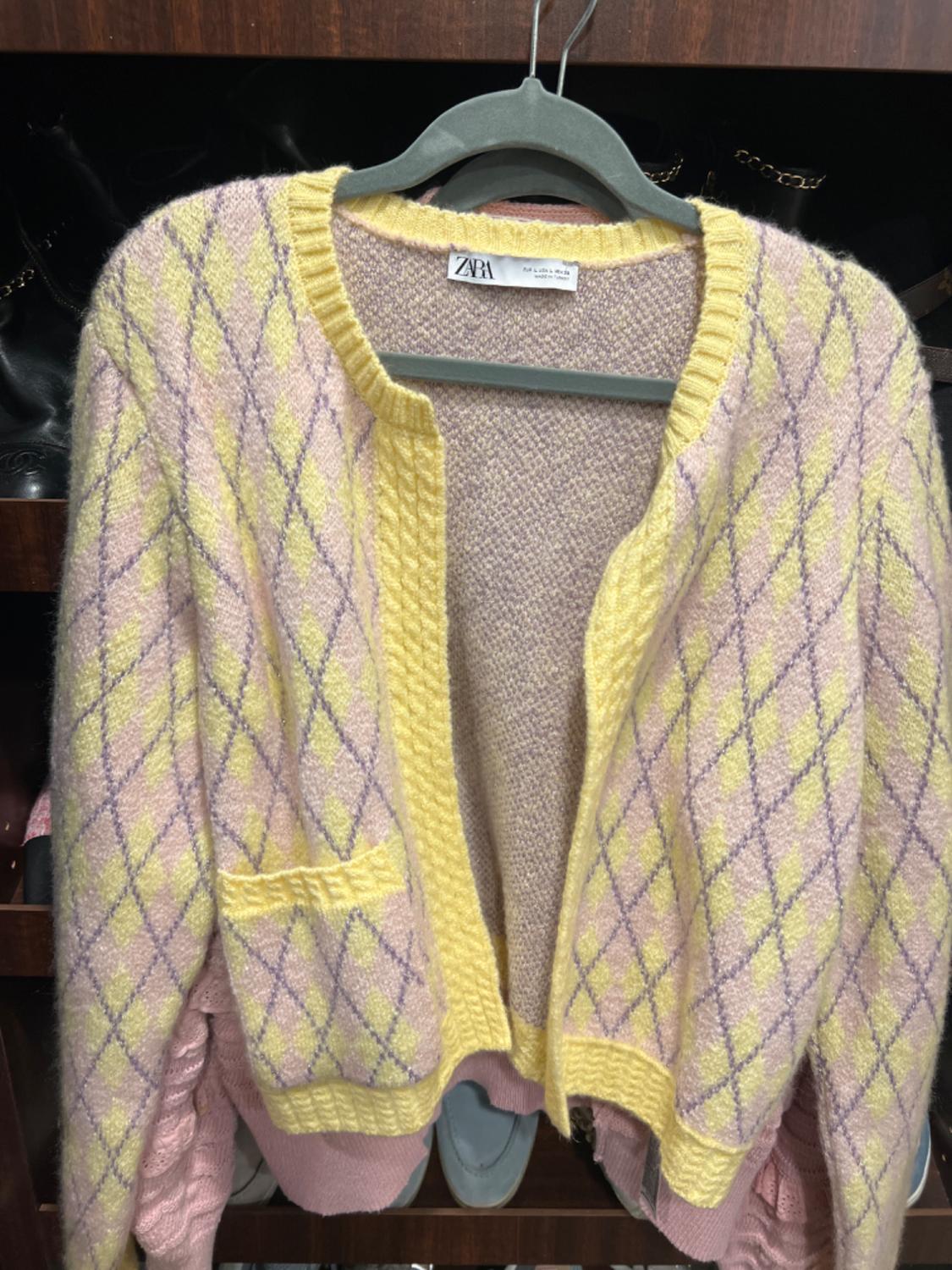CHAQUETA PUNTO ROMBOS HILO METALIZADO