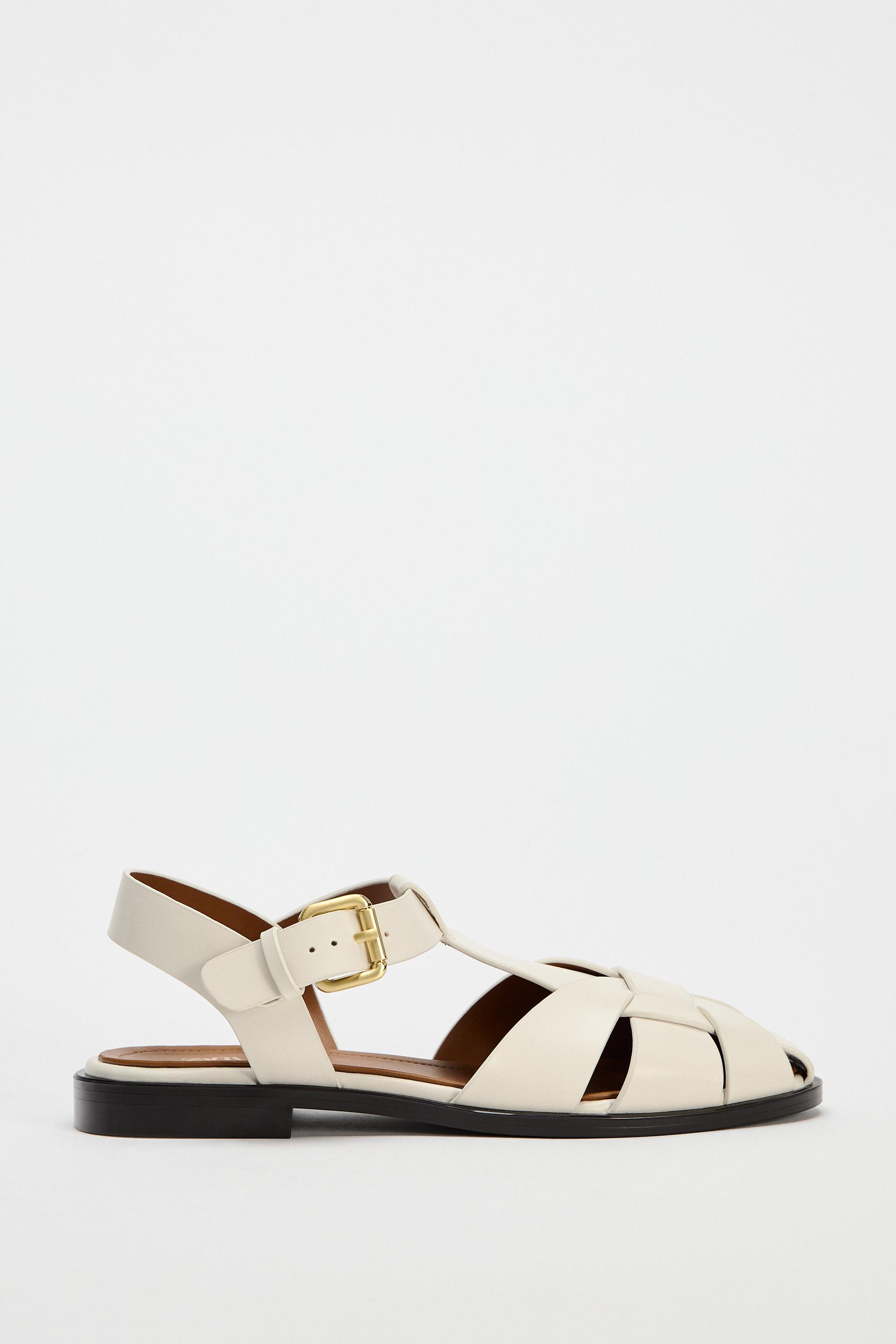 Sandalia Mujer Sandalias Blancas Planas Zara Sandalias Blancas