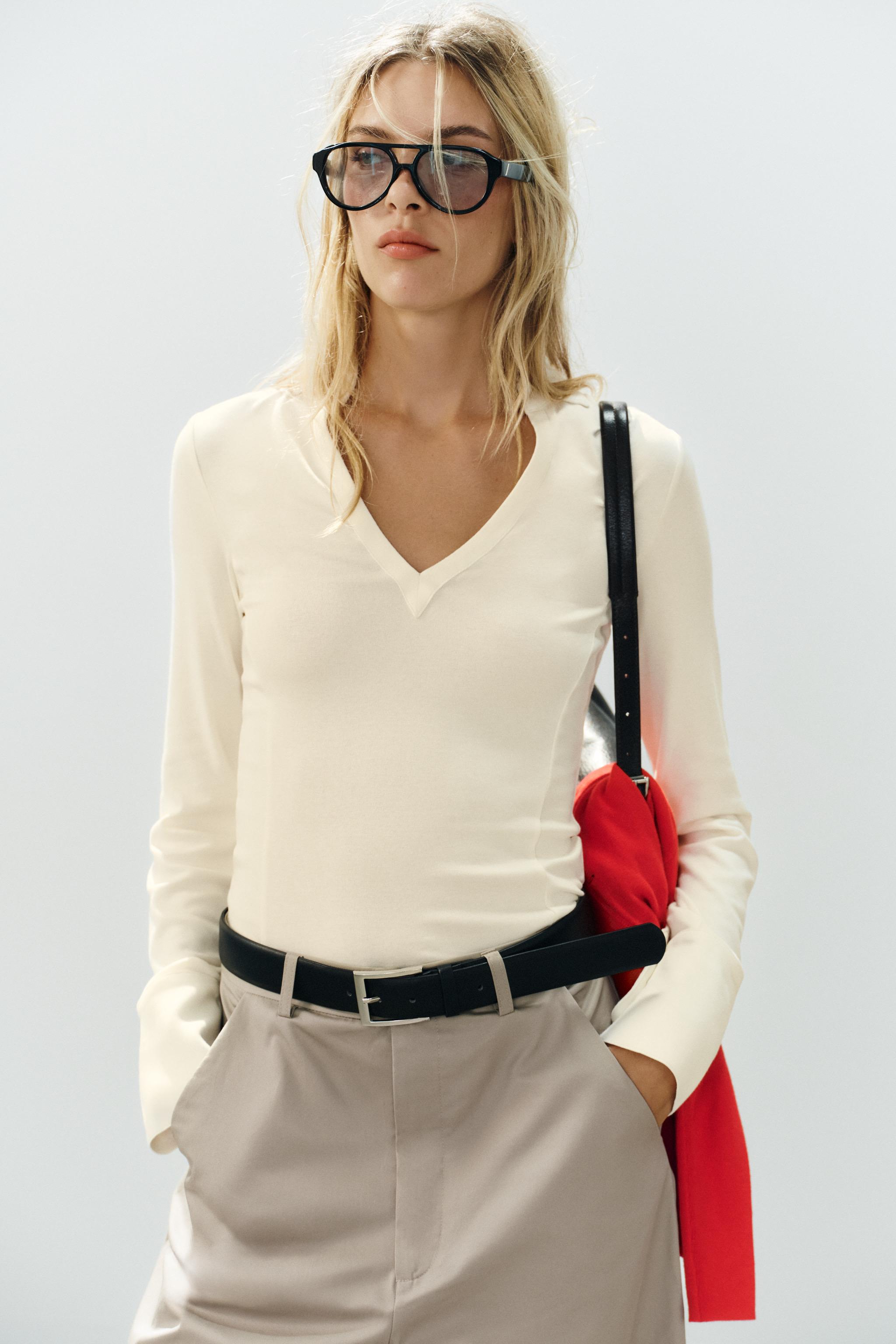 Женские футболки Zara POLO COLLAR T-SHIRT — фото 2