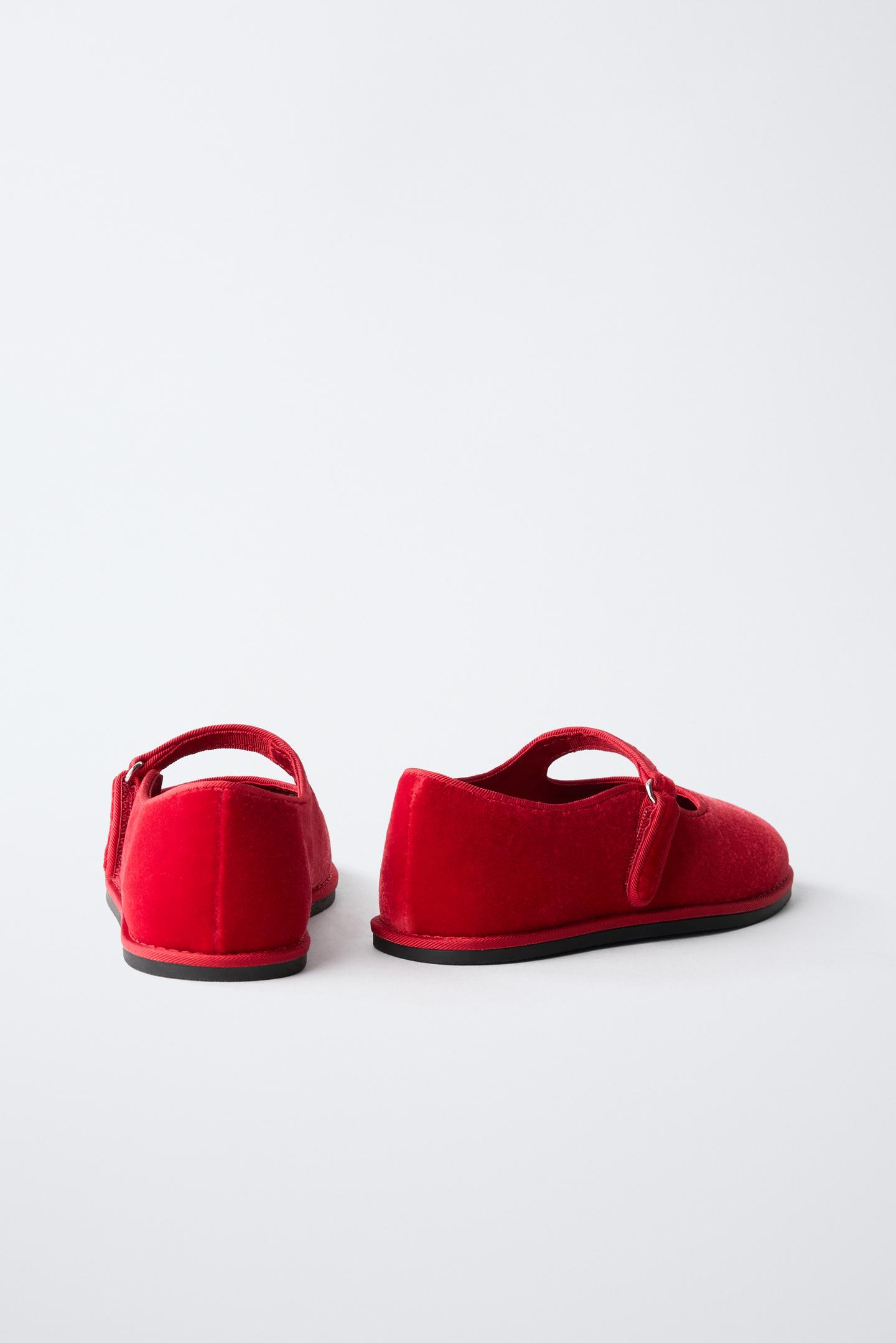 Детские балетки Zara Velvet Ballet Flats, цвет: Красный — фото 5