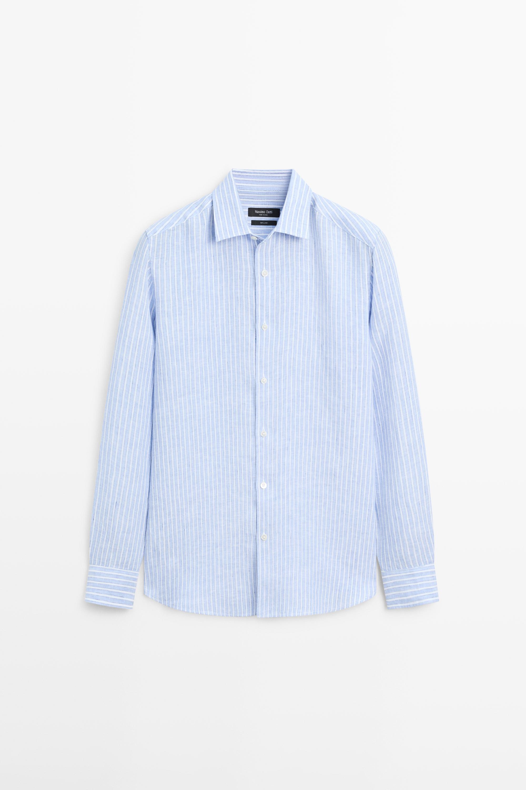 Chemise en lin à rayures regular fit
