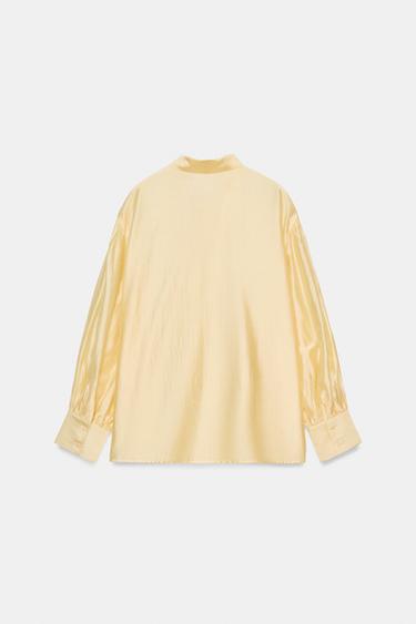ZW COLLECTION SATIN SHIRT WITH TIES - Yellow by Zara - Image 7