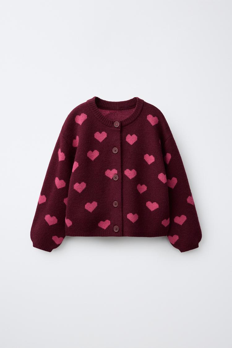 Chaqueta punto estampado corazones