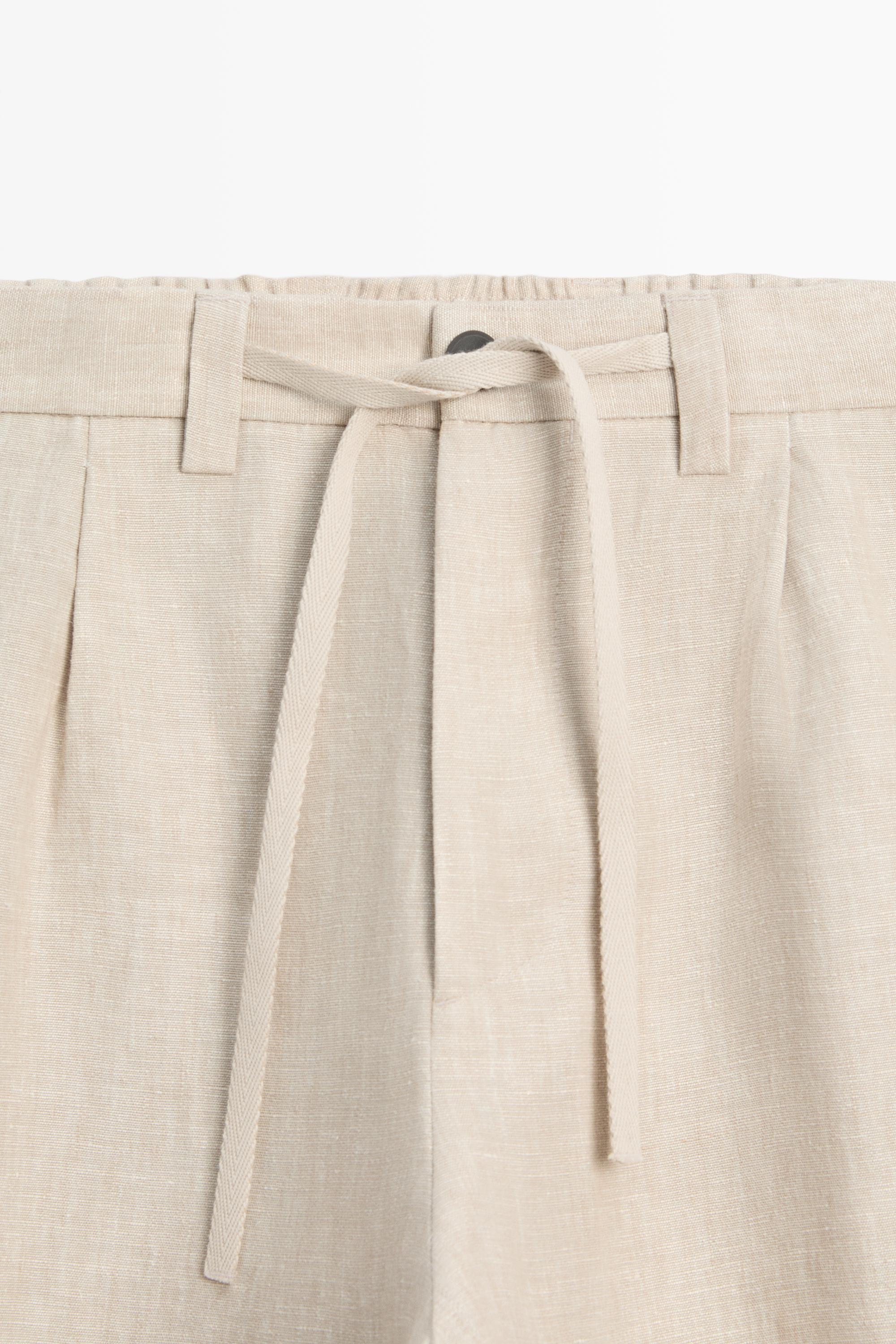 100% linen total look pants — Beige