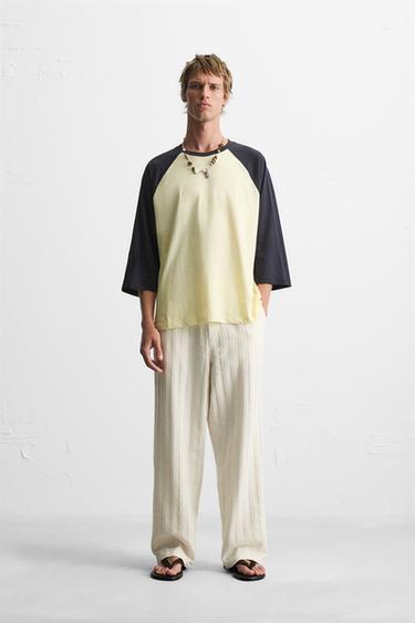PANTALONI RELAXED FIT JACQUARD - Écru di Zara
