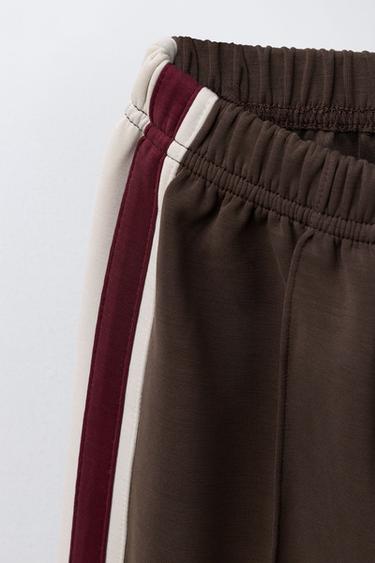 WIDE-LEG TROUSERS WITH MODAL STRIPES - Brown by Zara - Image 2
