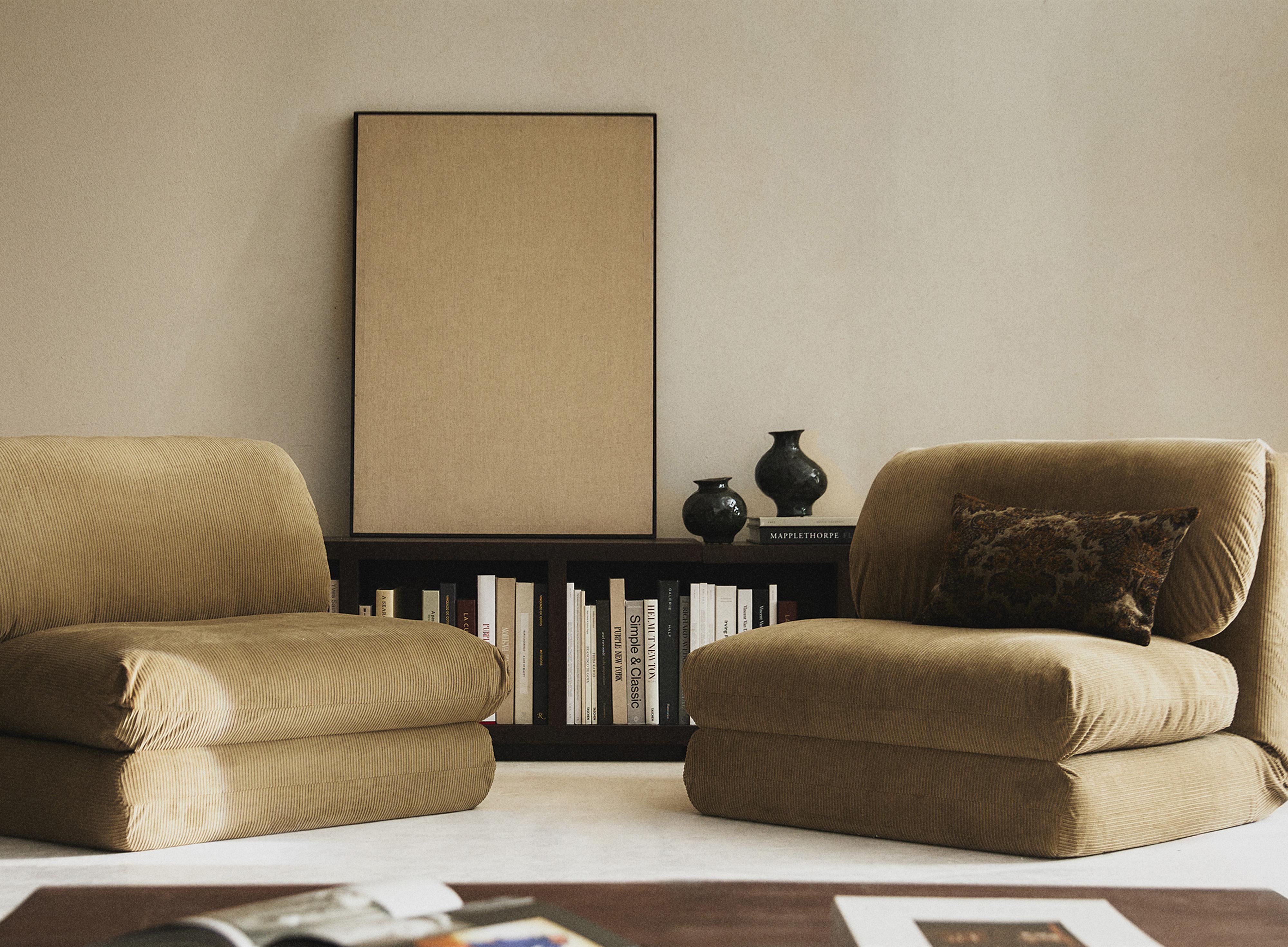 CORDUROY FOLDING LOUNGE CHAIR — Green