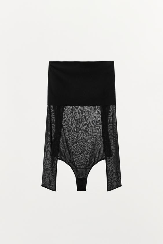 BODY SEMI-TRANSPARENT À COL DRAPÉ - Noir de Zara - Image 4