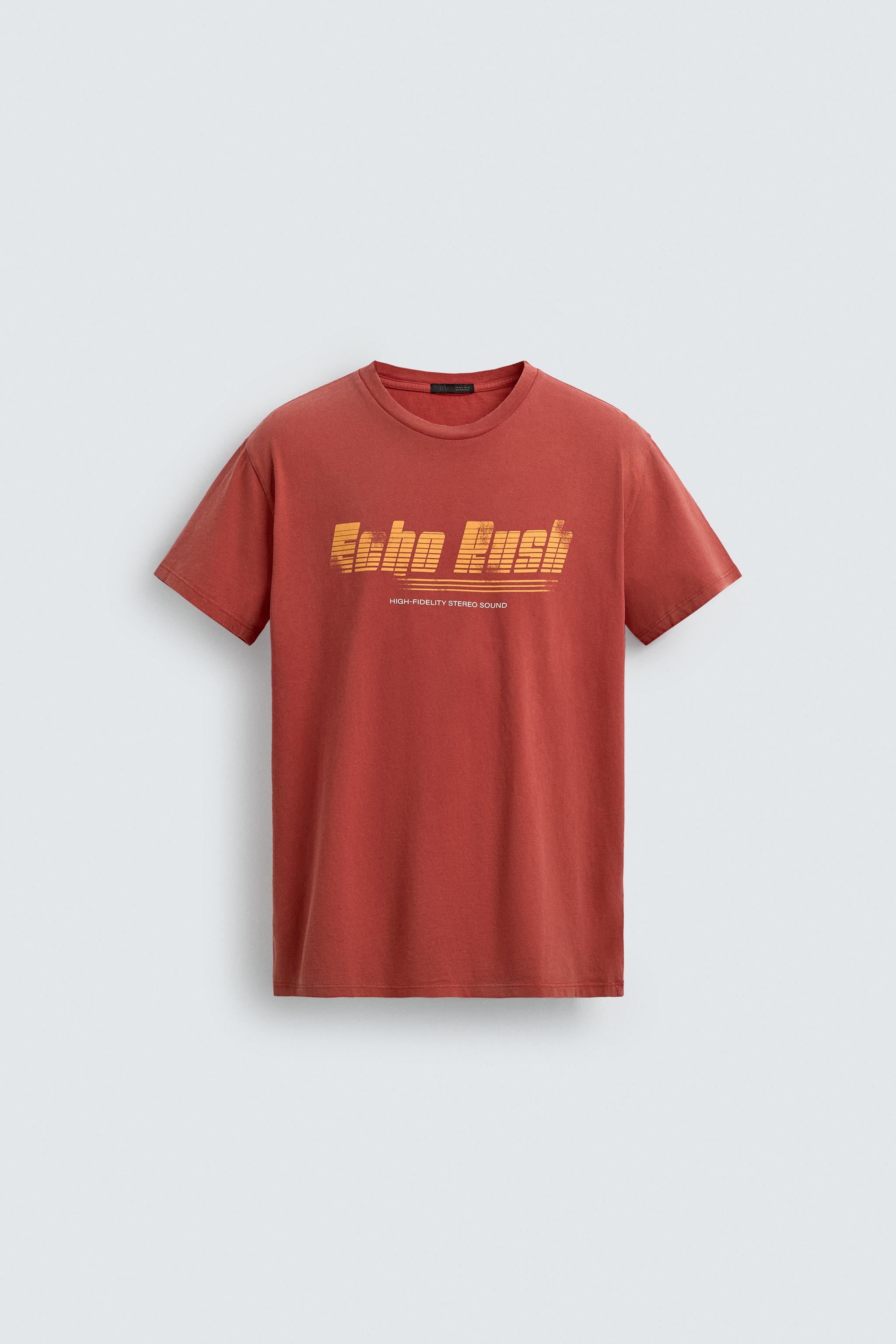 WASHED TEXT PRINT T-SHIRT - Red | ZARA United States WASHED TEXT PRINT T-SHIRT - Red | ZARA United States