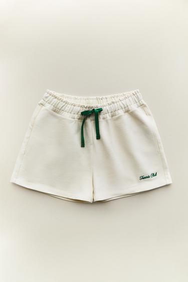 SHORT COTON CORDON CONTRASTANT - Écru / Vert de Zara - Image 5