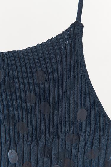 SEQUINNED RIB KNIT DRESS - Midnight blue by Zara - Image 6