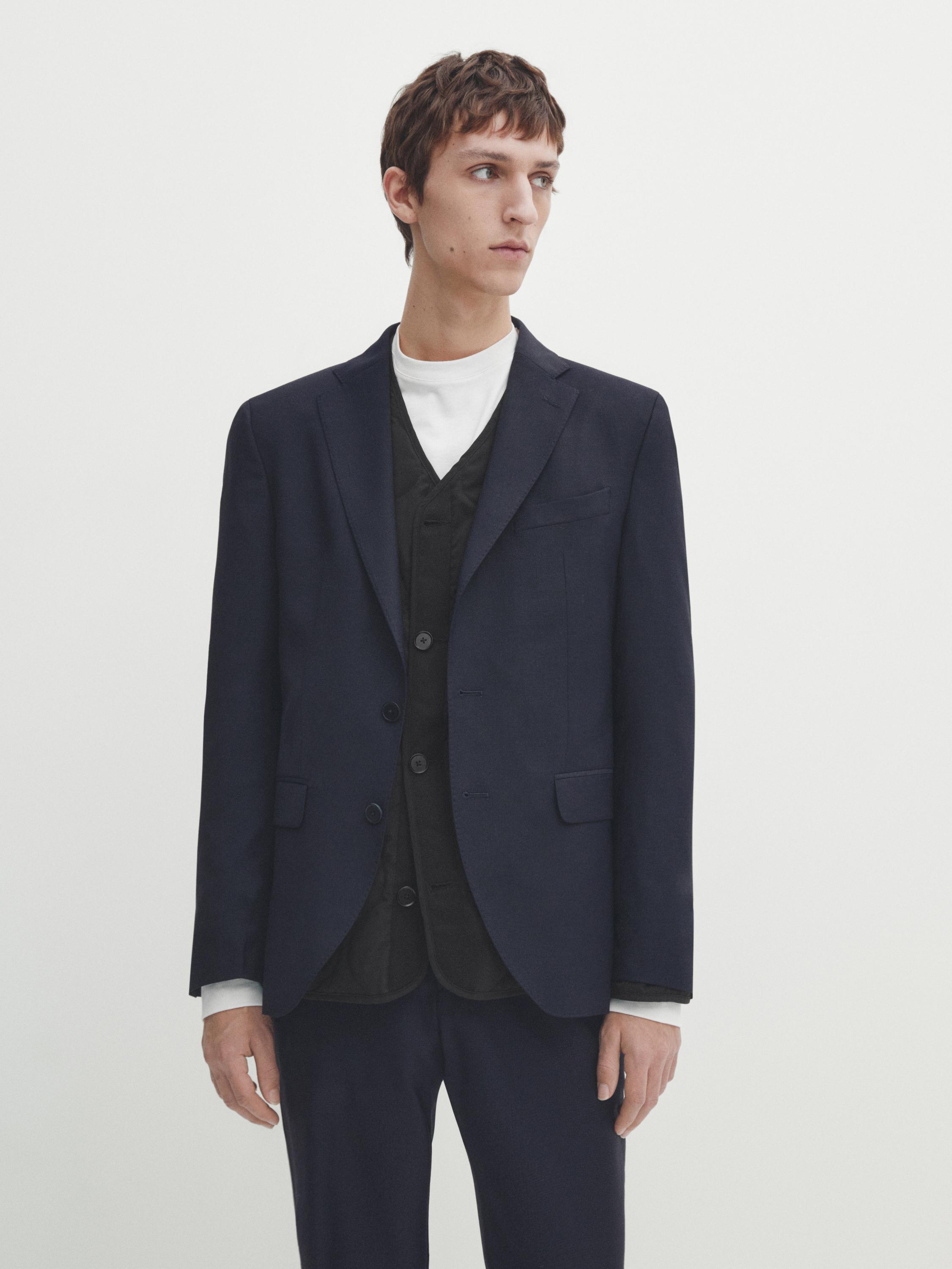 Navy blue false plain suit blazer - Navy blue | ZARA United States